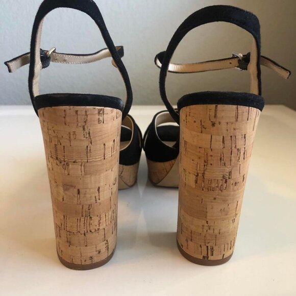 NWT BOTKIER NY Plateau Cork Platform Sandal Black Suede 8.5 & 9 MSRP $185 - Picture 6 of 9